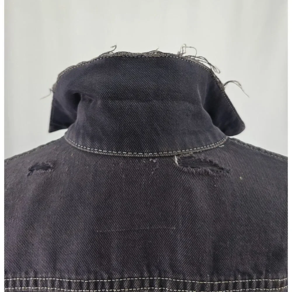 Custom Distressed Jean 90s Grunge‎ Patchwork Painted Denim Levis Trucker Jacket - Picture 7 of 15
